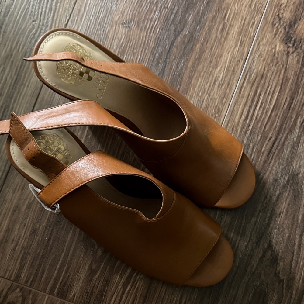 Vince Camuto Brown Leather Slingback Sandals